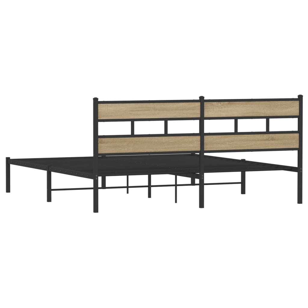 Bedframe zonder matras metaal sonoma eikenkleurig 180x200 cm is nu te koop bij PeponiXL, paradijselijk wonen!