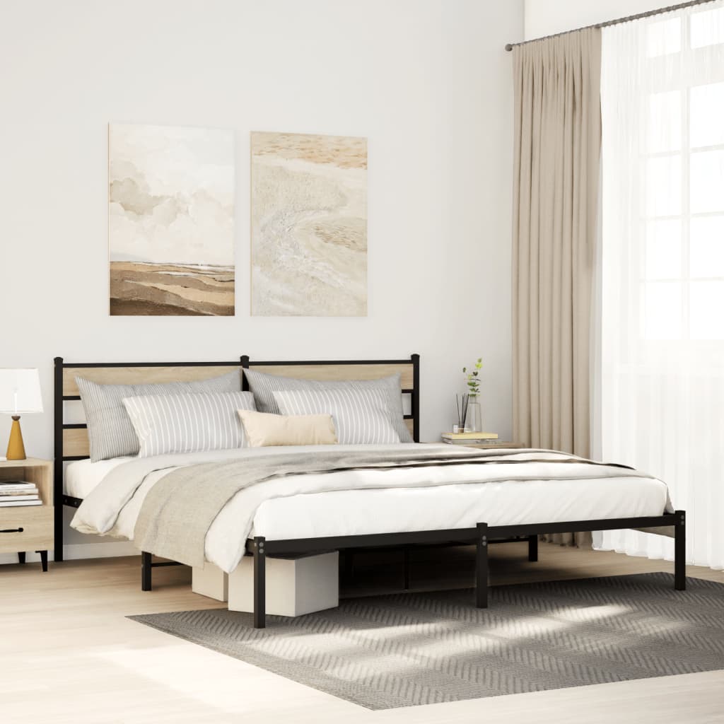Bedframe zonder matras metaal sonoma eikenkleurig 180x200 cm is nu te koop bij PeponiXL, paradijselijk wonen!
