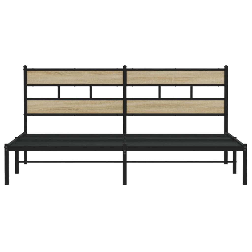 Bedframe zonder matras metaal sonoma eikenkleurig 183x213 cm is nu te koop bij PeponiXL, paradijselijk wonen!