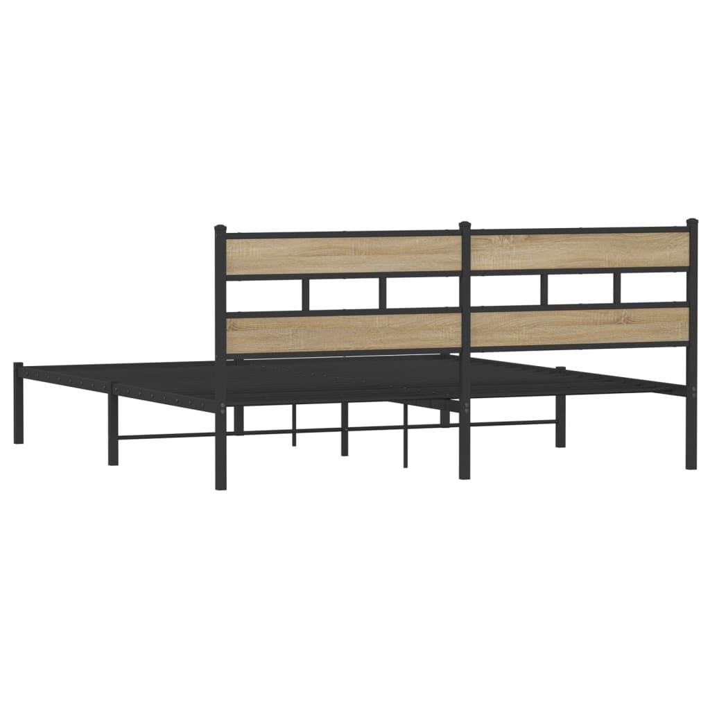 Bedframe zonder matras metaal sonoma eikenkleurig 183x213 cm is nu te koop bij PeponiXL, paradijselijk wonen!