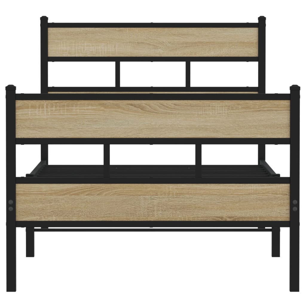 Bedframe zonder matras metaal sonoma eikenkleurig 75x190 cm is nu te koop bij PeponiXL, paradijselijk wonen!