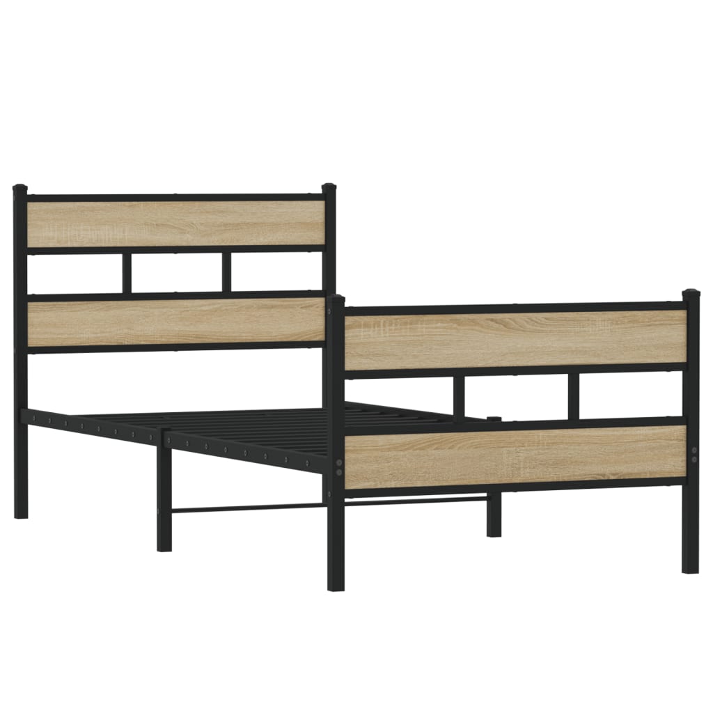 Bedframe zonder matras metaal sonoma eikenkleurig 80x200 cm is nu te koop bij PeponiXL, paradijselijk wonen!