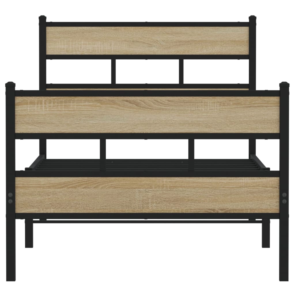 Bedframe zonder matras metaal sonoma eikenkleurig 80x200 cm is nu te koop bij PeponiXL, paradijselijk wonen!