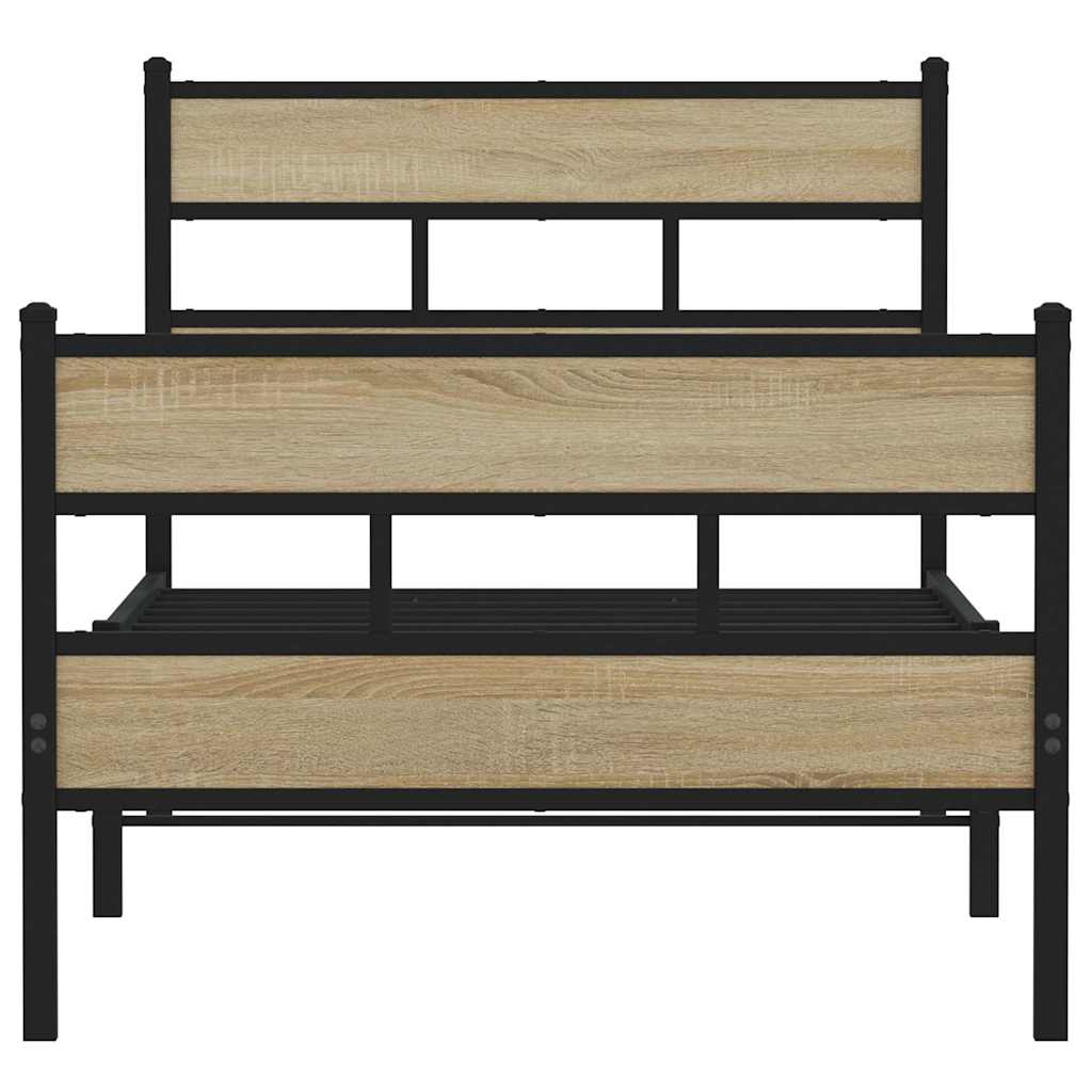 Bedframe zonder matras metaal sonoma eikenkleurig 100x190 cm is nu te koop bij PeponiXL, paradijselijk wonen!