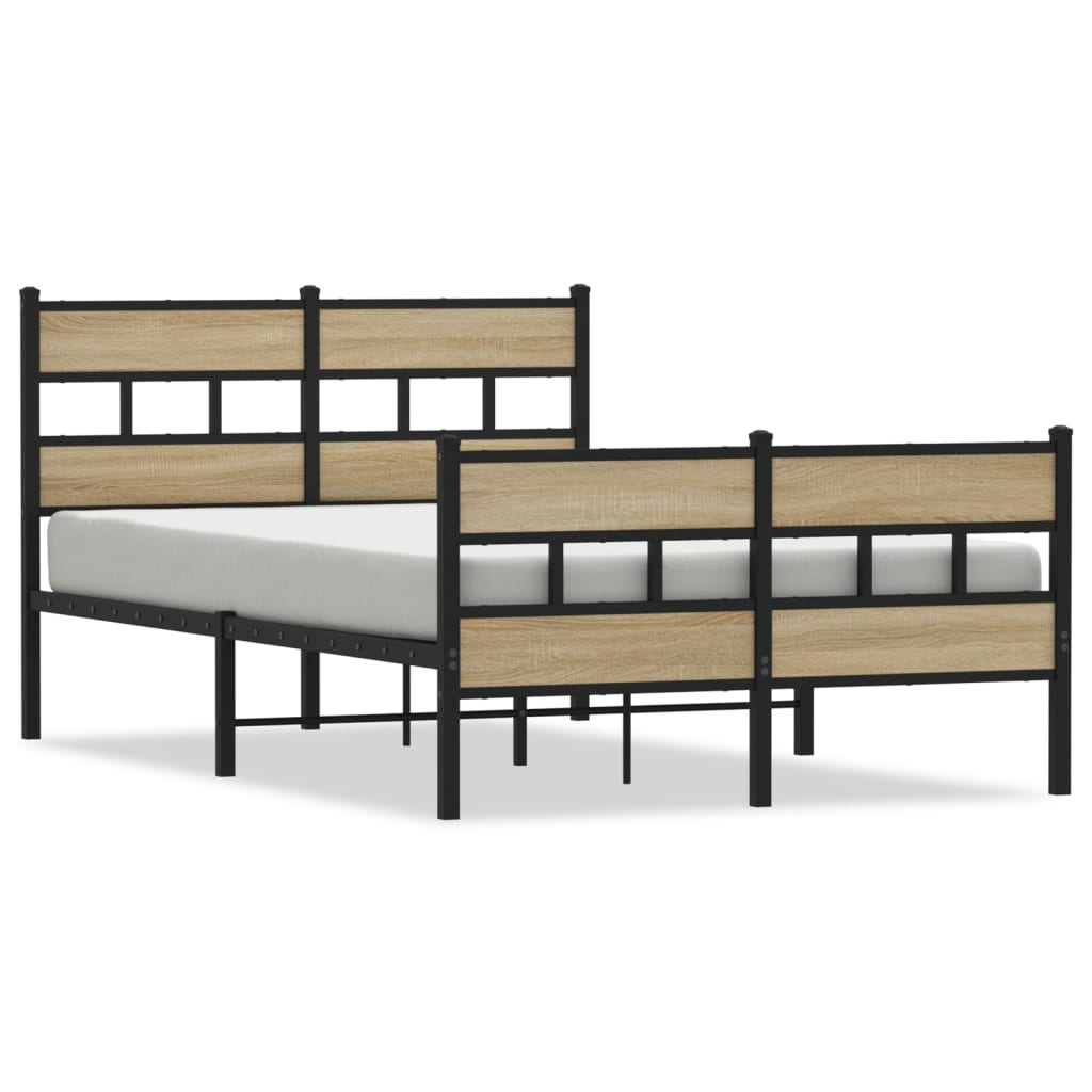 Bedframe zonder matras metaal sonoma eikenkleurig 120x190 cm is nu te koop bij PeponiXL, paradijselijk wonen!
