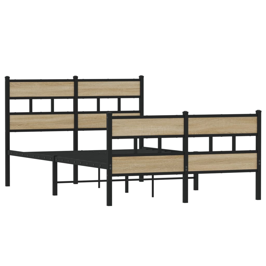 Bedframe zonder matras metaal sonoma eikenkleurig 120x190 cm is nu te koop bij PeponiXL, paradijselijk wonen!
