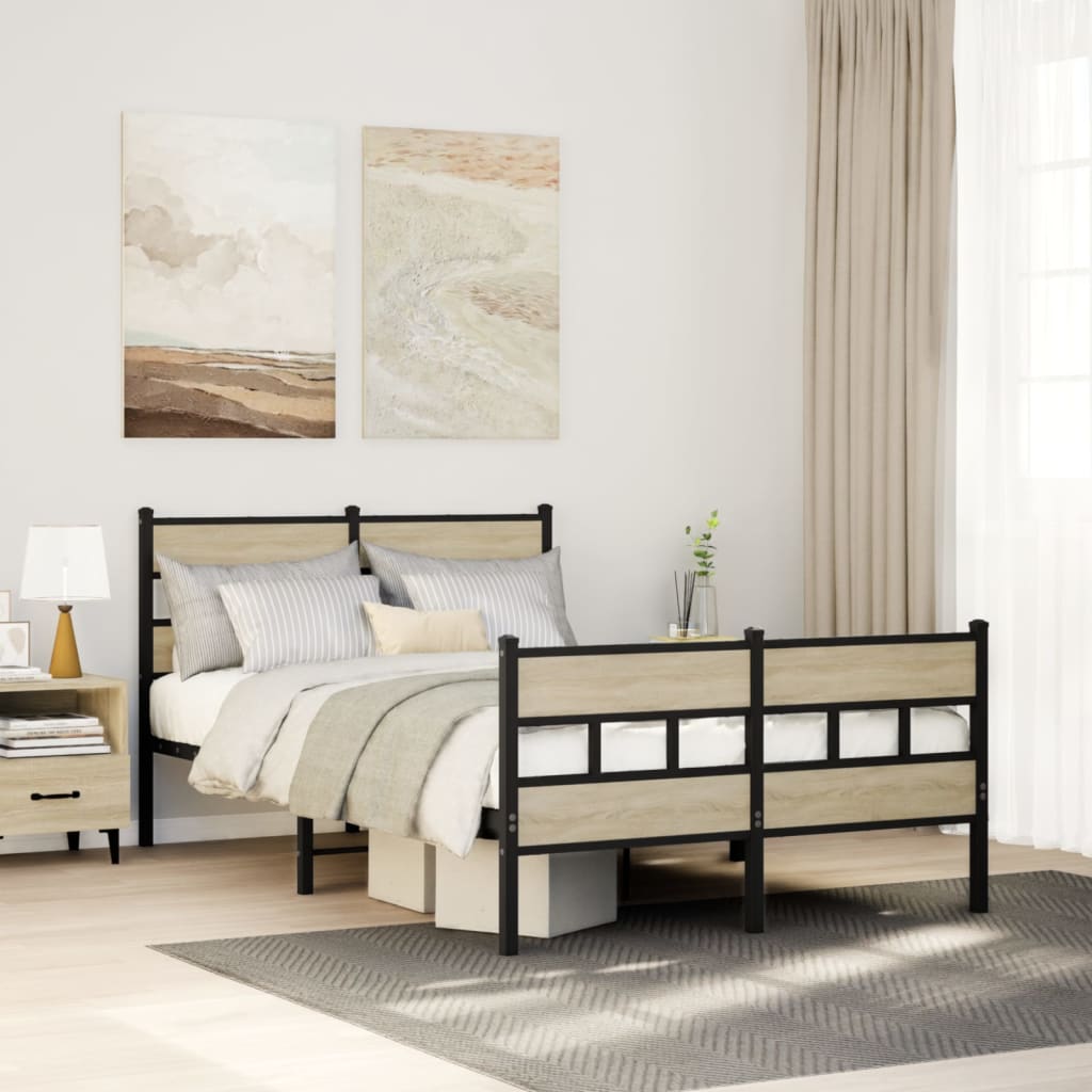 Bedframe zonder matras metaal sonoma eikenkleurig 120x190 cm is nu te koop bij PeponiXL, paradijselijk wonen!
