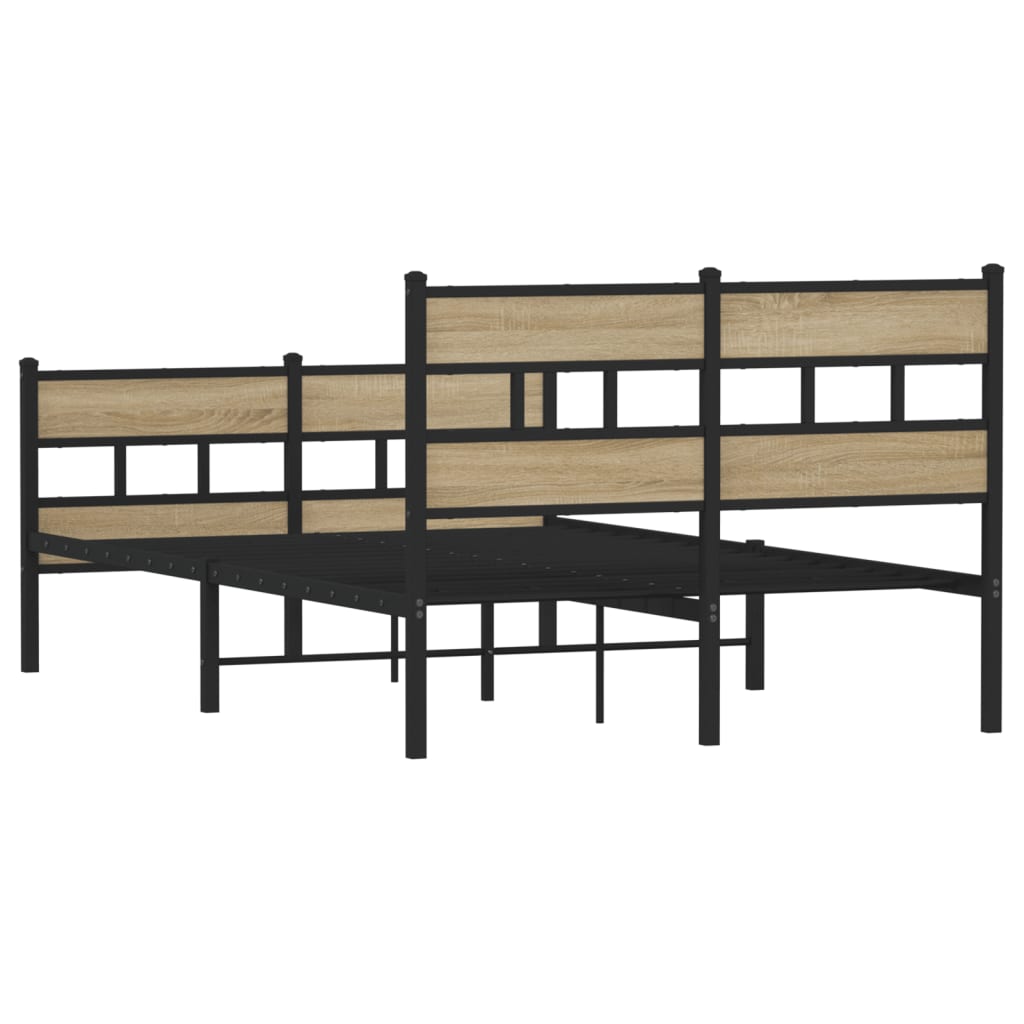 Bedframe zonder matras metaal sonoma eikenkleurig 120x200 cm is nu te koop bij PeponiXL, paradijselijk wonen!