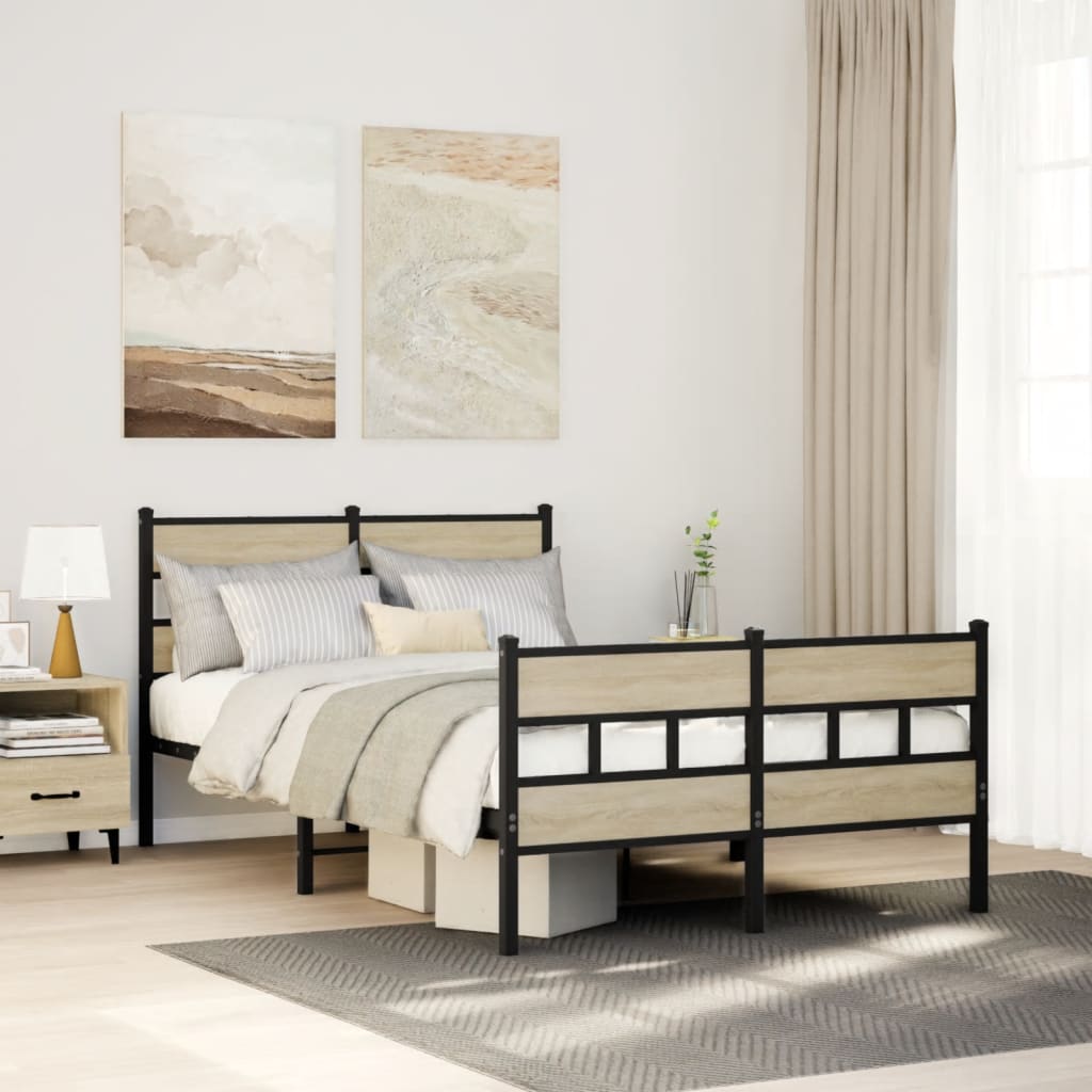 Bedframe zonder matras metaal sonoma eikenkleurig 120x200 cm is nu te koop bij PeponiXL, paradijselijk wonen!