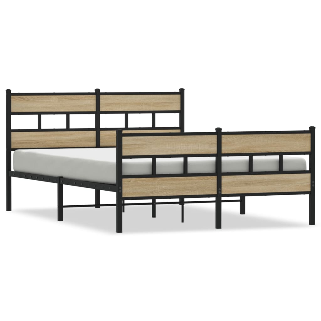 Bedframe zonder matras metaal sonoma eikenkleurig 135x190 cm is nu te koop bij PeponiXL, paradijselijk wonen!