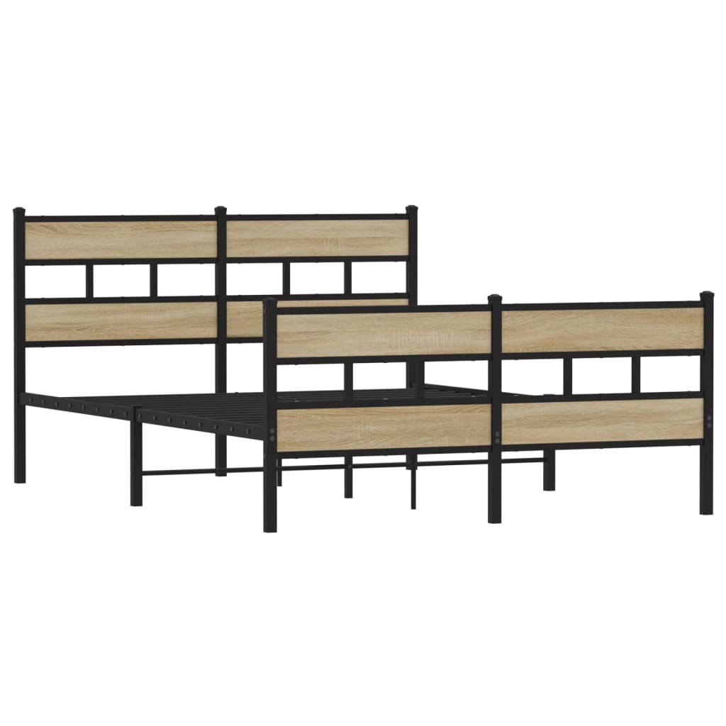 Bedframe zonder matras metaal sonoma eikenkleurig 135x190 cm is nu te koop bij PeponiXL, paradijselijk wonen!