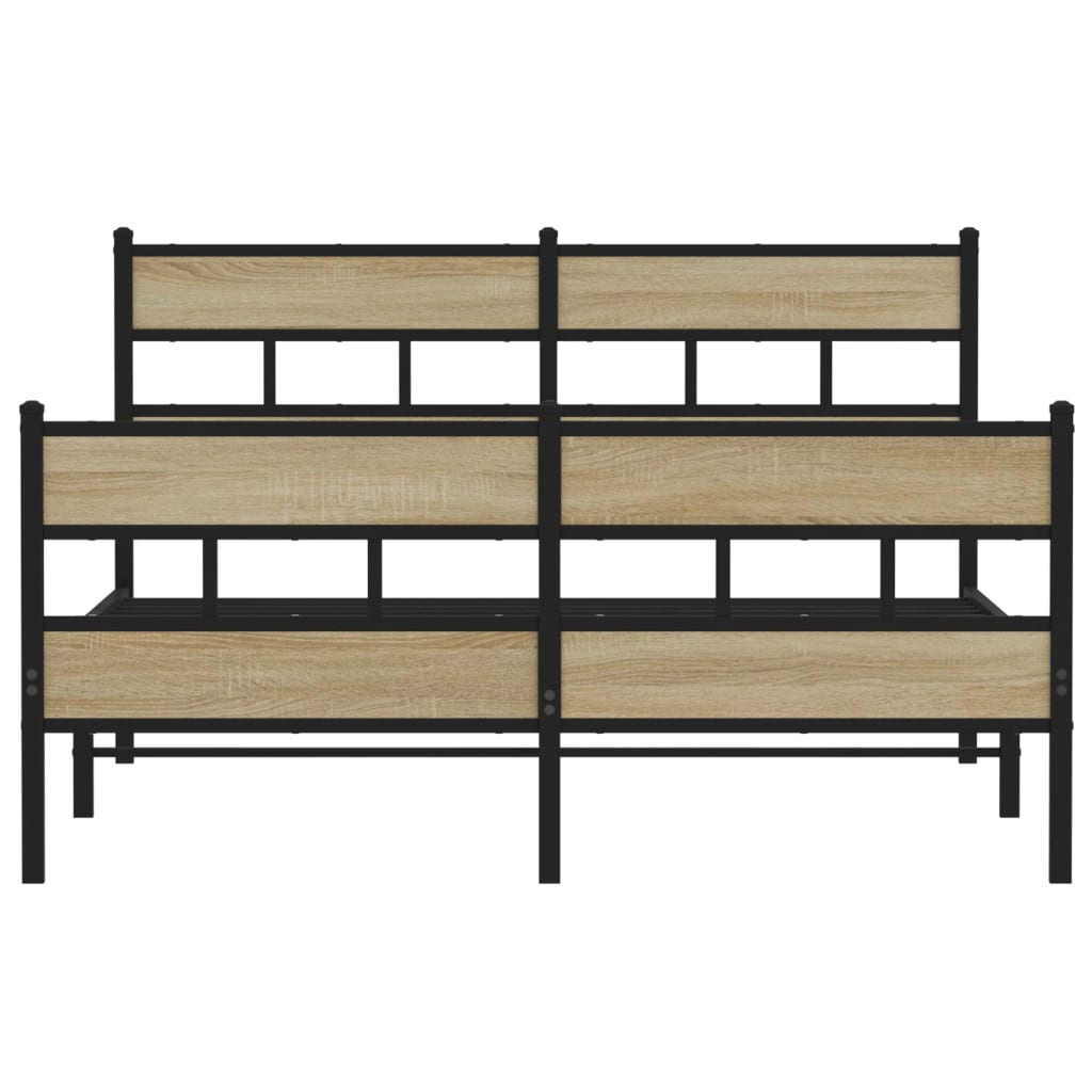 Bedframe zonder matras metaal sonoma eikenkleurig 135x190 cm is nu te koop bij PeponiXL, paradijselijk wonen!
