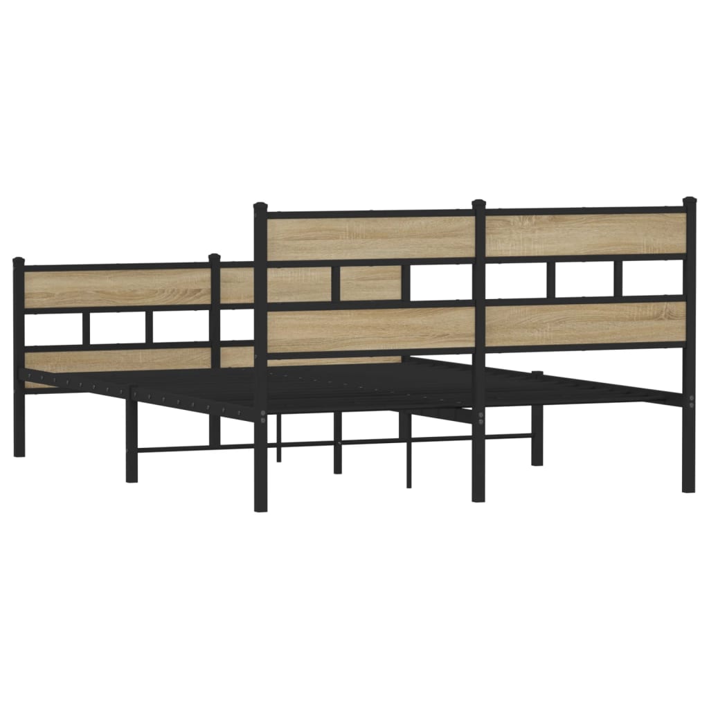 Bedframe zonder matras metaal sonoma eikenkleurig 135x190 cm is nu te koop bij PeponiXL, paradijselijk wonen!