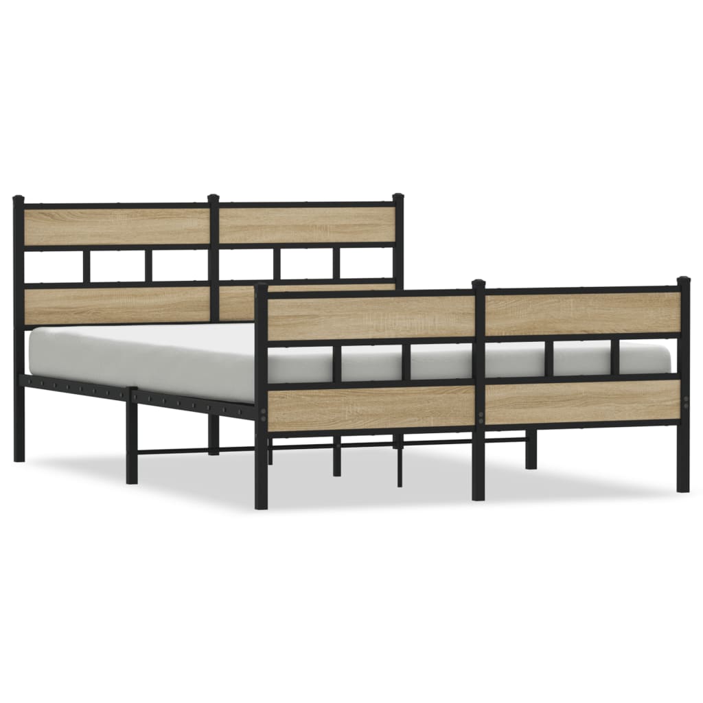 Bedframe zonder matras metaal sonoma eikenkleurig 140x200 cm is nu te koop bij PeponiXL, paradijselijk wonen!