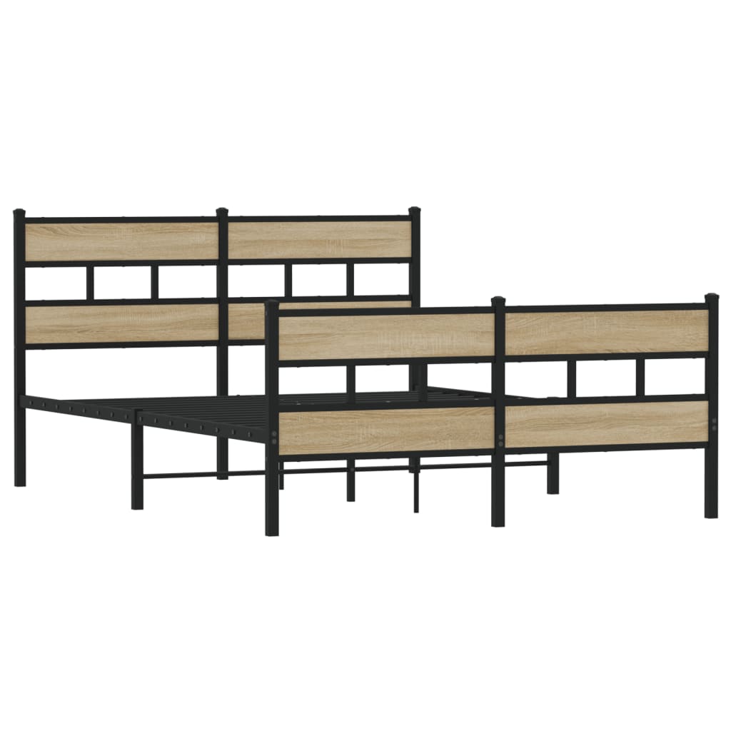 Bedframe zonder matras metaal sonoma eikenkleurig 140x200 cm is nu te koop bij PeponiXL, paradijselijk wonen!