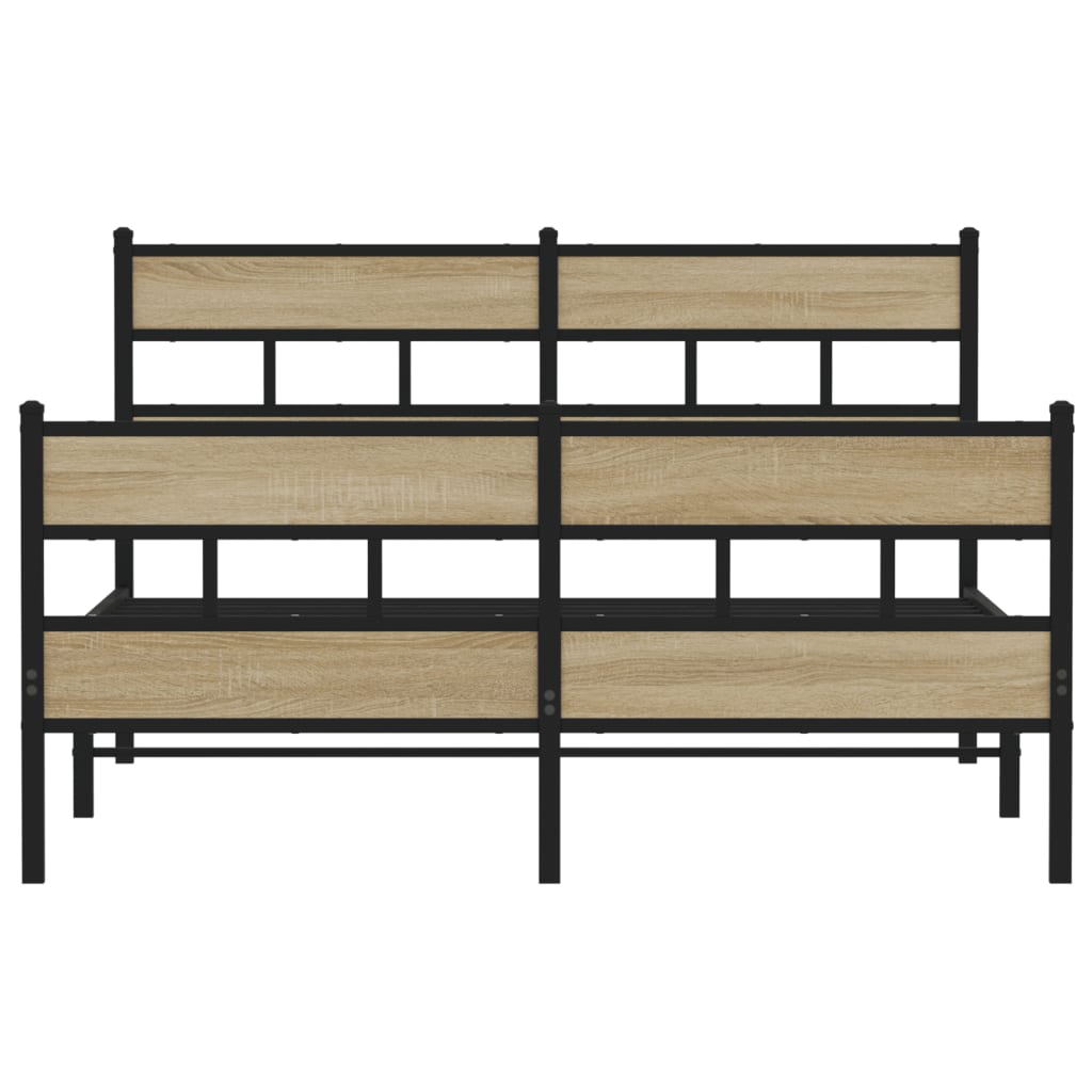 Bedframe zonder matras metaal sonoma eikenkleurig 140x200 cm is nu te koop bij PeponiXL, paradijselijk wonen!