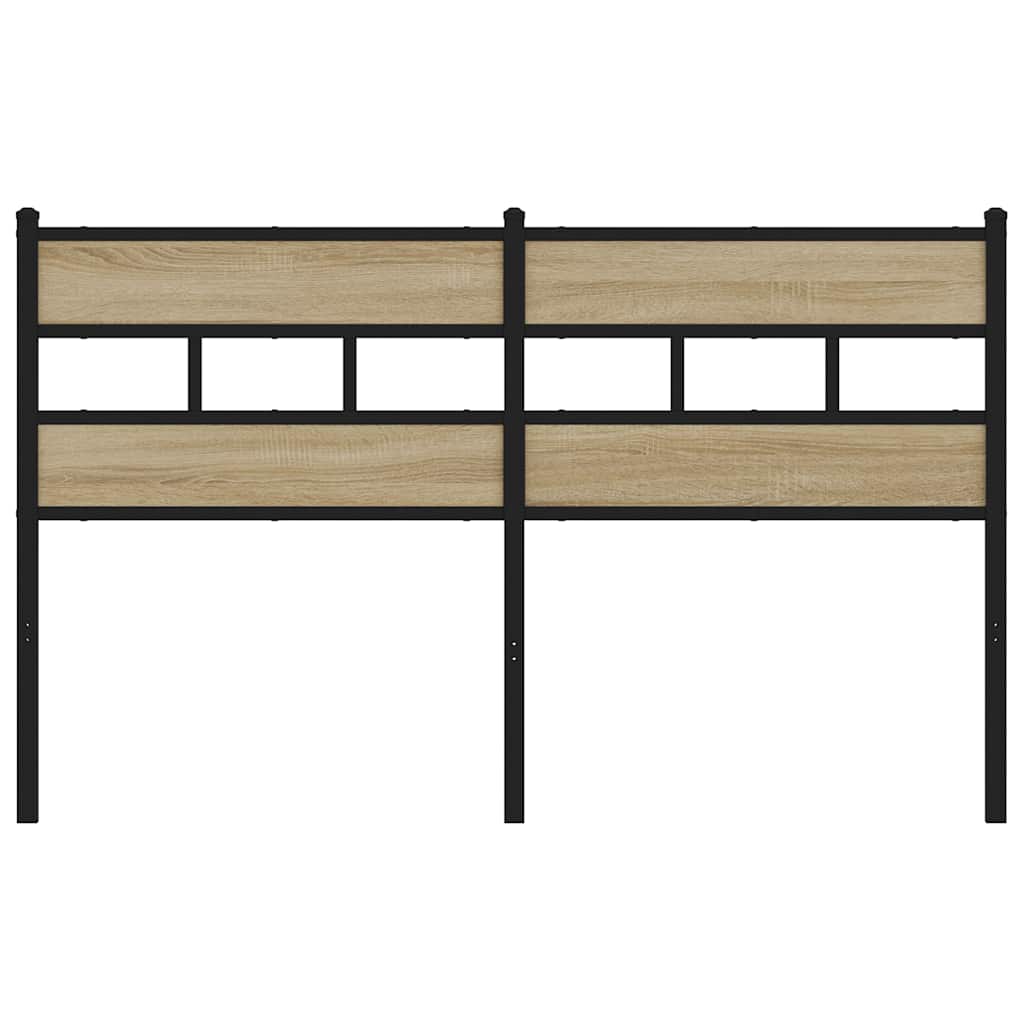 Vervangend hoofdbord 150 cm ijzer en bewerkt hout sonoma eikenkleurig is nu te koop bij PeponiXL, paradijselijk wonen!