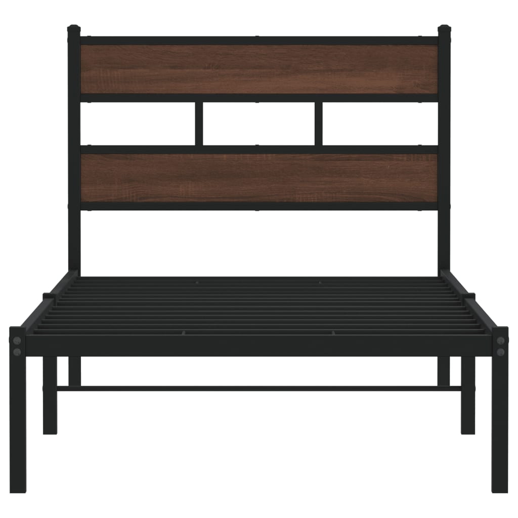 Bedframe met hoofdbord zonder matras bruin eiken 107x203 cm is nu te koop bij PeponiXL, paradijselijk wonen!
