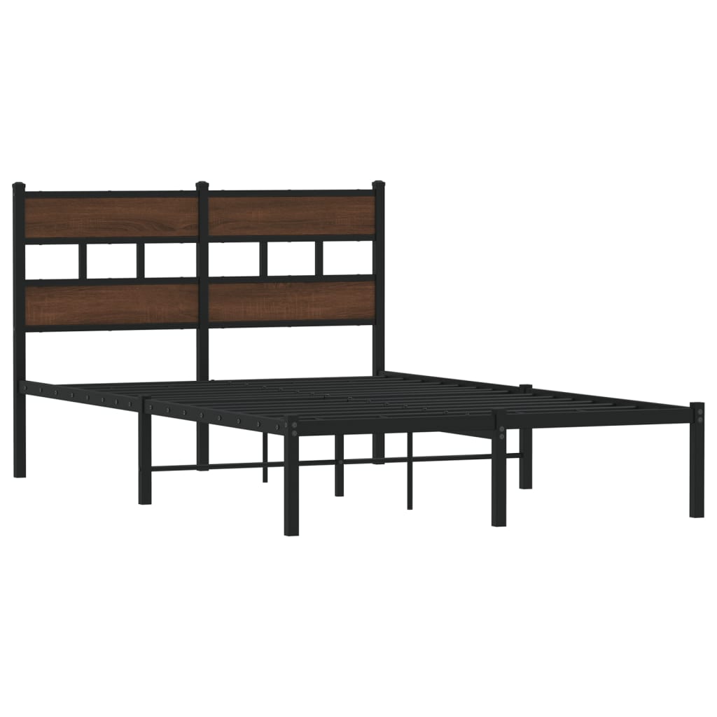 Bedframe met hoofdbord zonder matras bruin eiken 120x190 cm is nu te koop bij PeponiXL, paradijselijk wonen!