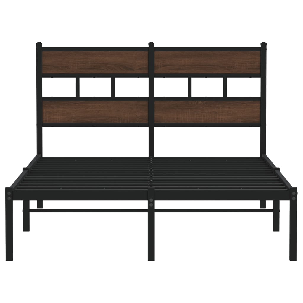 Bedframe met hoofdbord zonder matras bruin eiken 120x190 cm is nu te koop bij PeponiXL, paradijselijk wonen!