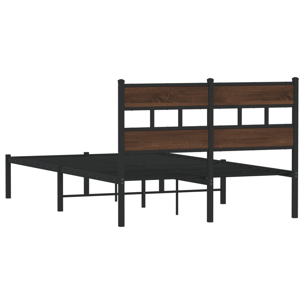 Bedframe met hoofdbord zonder matras bruin eiken 120x190 cm is nu te koop bij PeponiXL, paradijselijk wonen!