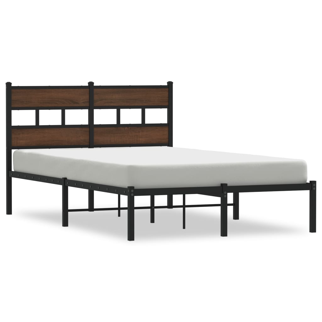 Bedframe met hoofdbord zonder matras bruin eiken 120x200 cm is nu te koop bij PeponiXL, paradijselijk wonen!