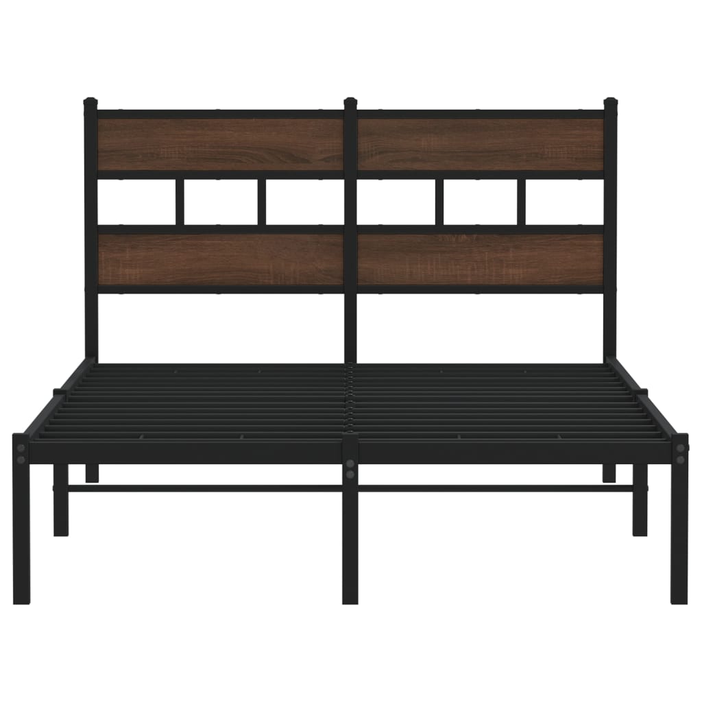 Bedframe met hoofdbord zonder matras bruin eiken 120x200 cm is nu te koop bij PeponiXL, paradijselijk wonen!