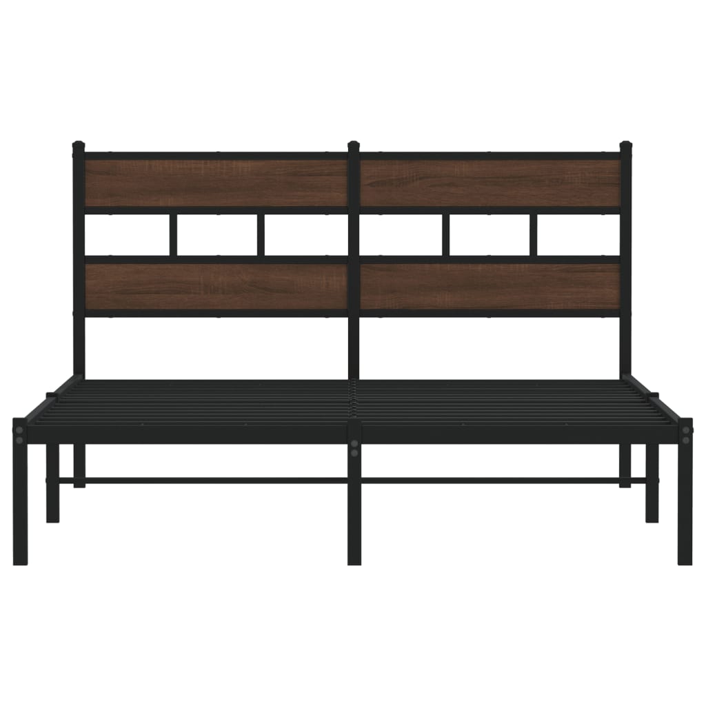 Bedframe met hoofdbord zonder matras bruin eiken 137x190 cm is nu te koop bij PeponiXL, paradijselijk wonen!