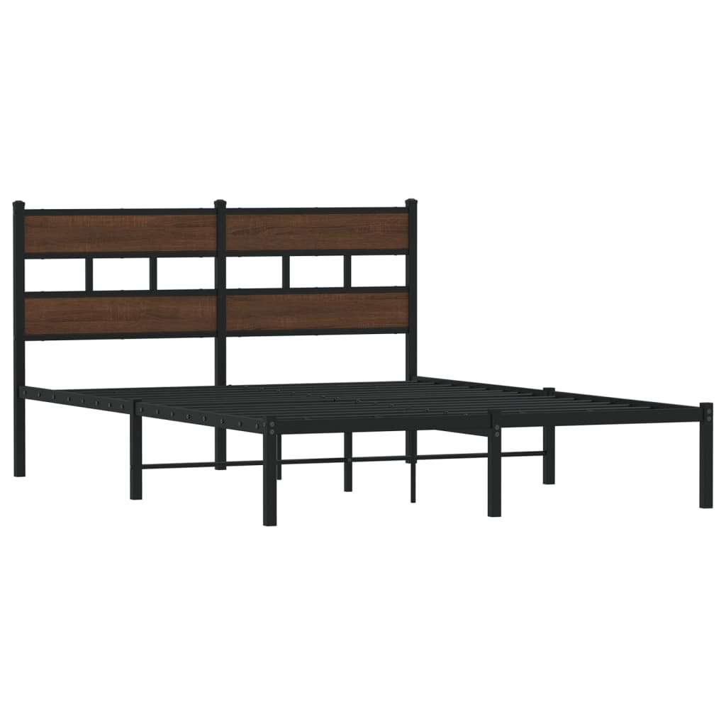 Bedframe met hoofdbord zonder matras bruin eiken 140x200 cm is nu te koop bij PeponiXL, paradijselijk wonen!