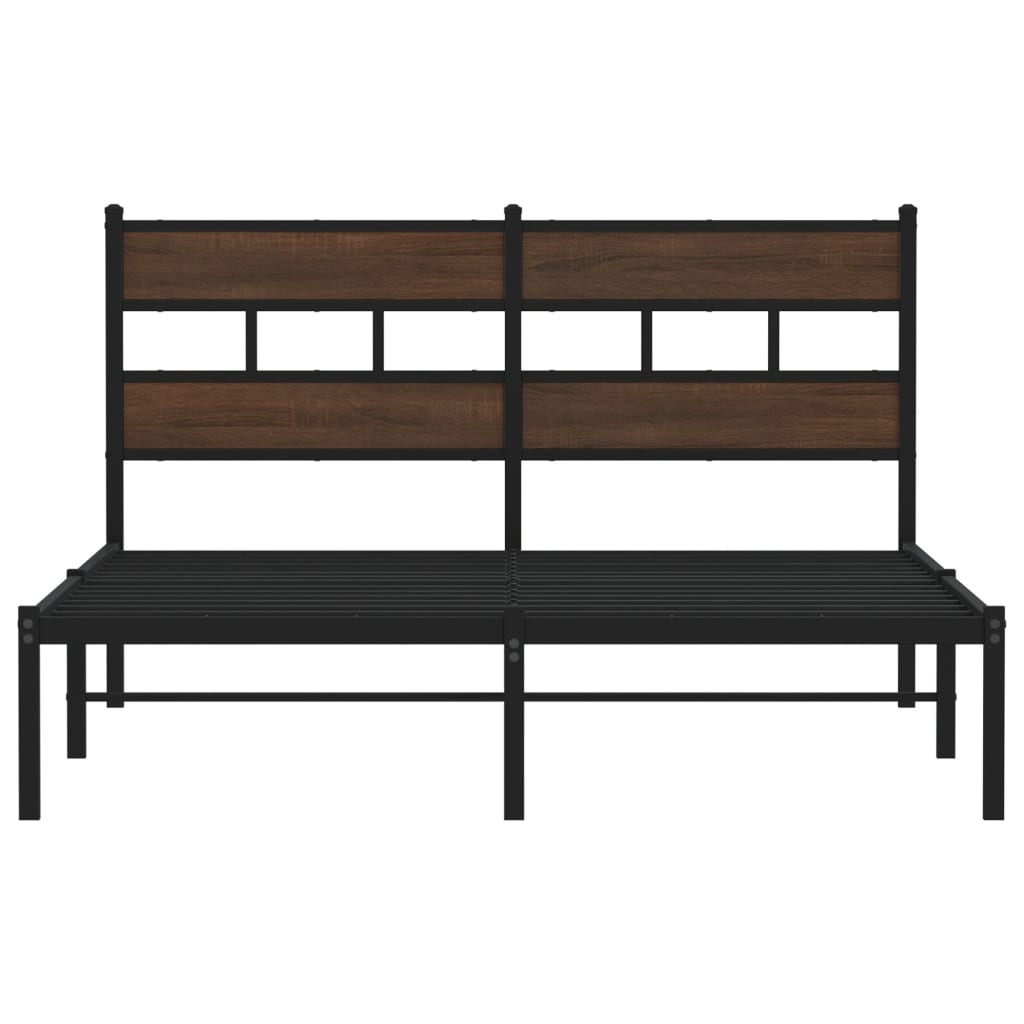 Bedframe met hoofdbord zonder matras bruin eiken 150x200 cm is nu te koop bij PeponiXL, paradijselijk wonen!