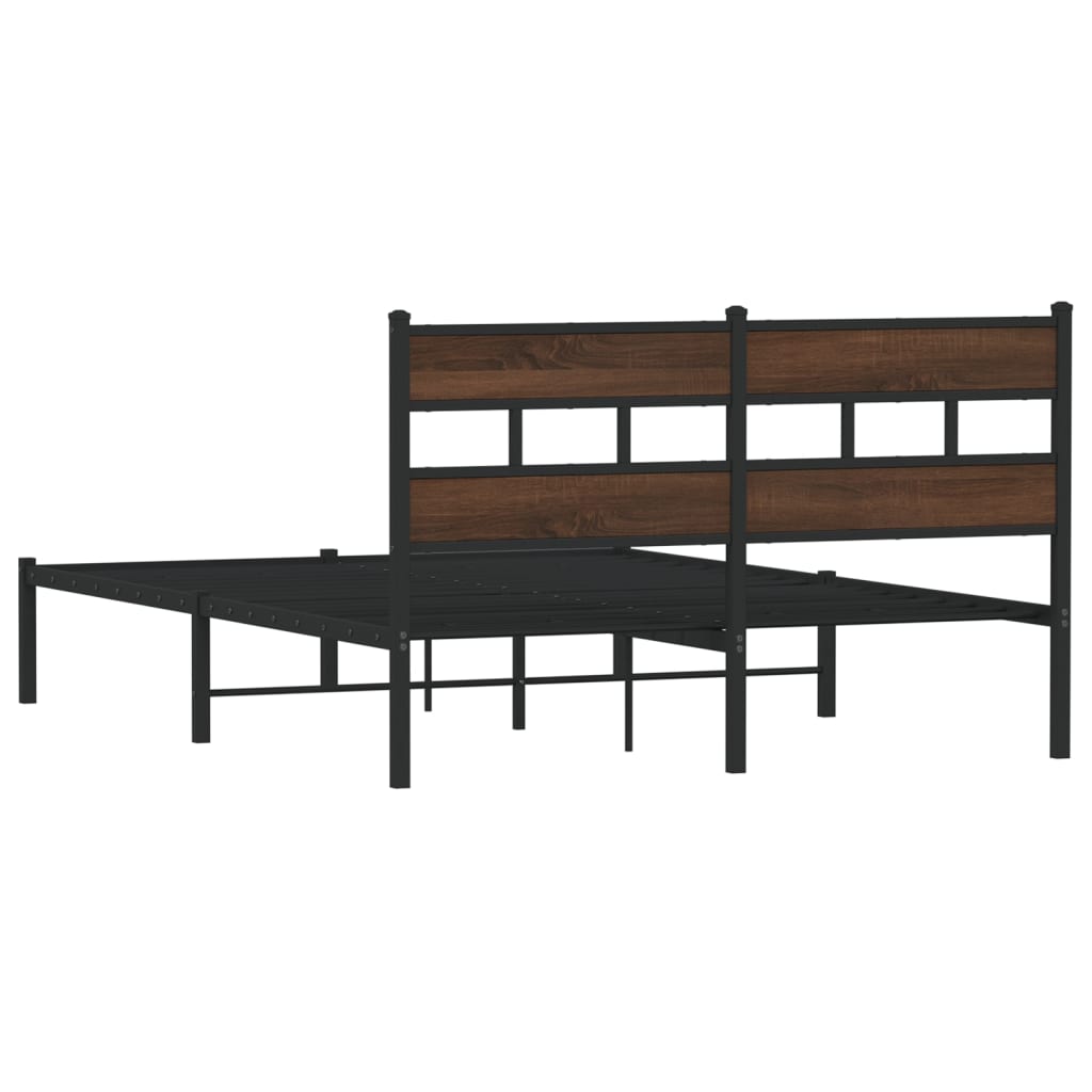 Bedframe met hoofdbord zonder matras bruin eiken 150x200 cm is nu te koop bij PeponiXL, paradijselijk wonen!