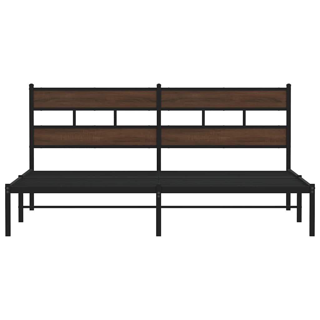 Bedframe met hoofdbord zonder matras bruin eiken 180x200 cm is nu te koop bij PeponiXL, paradijselijk wonen!