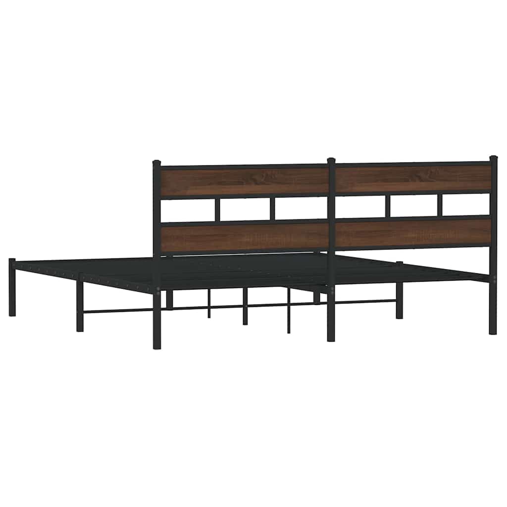 Bedframe met hoofdbord zonder matras bruin eiken 180x200 cm is nu te koop bij PeponiXL, paradijselijk wonen!
