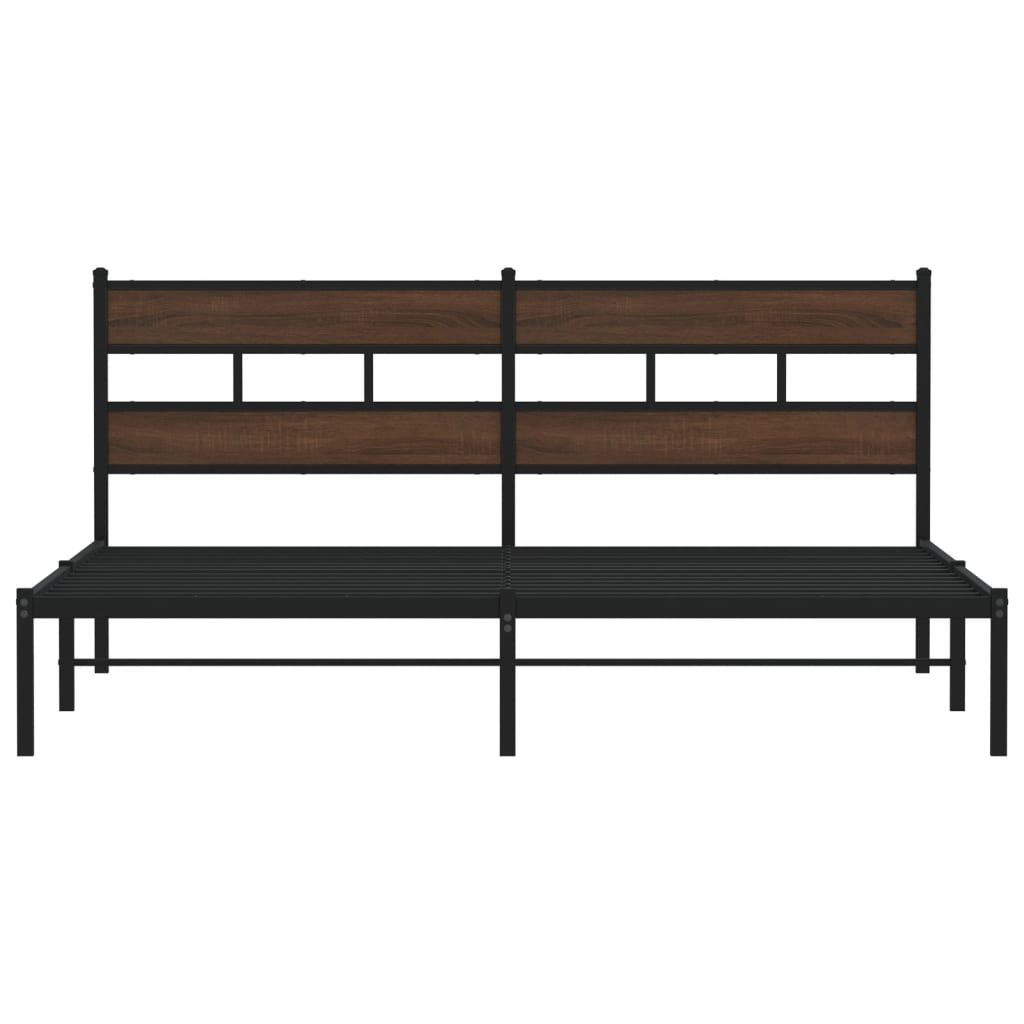 Bedframe met hoofdbord zonder matras bruin eiken 183x213 cm is nu te koop bij PeponiXL, paradijselijk wonen!
