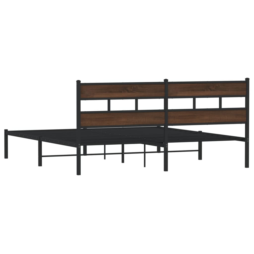 Bedframe met hoofdbord zonder matras bruin eiken 183x213 cm is nu te koop bij PeponiXL, paradijselijk wonen!