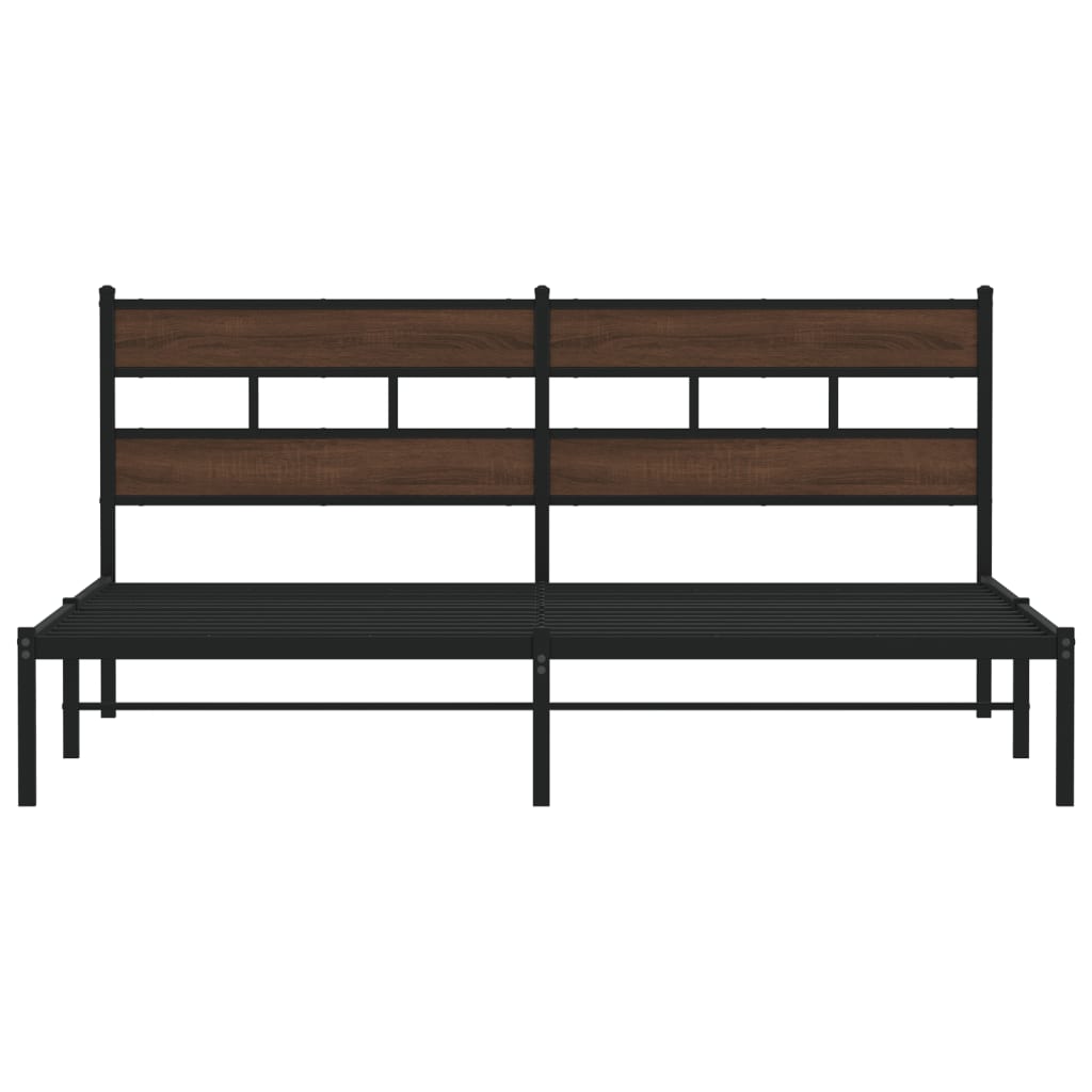 Bedframe met hoofdbord zonder matras bruin eiken 200x200 cm is nu te koop bij PeponiXL, paradijselijk wonen!