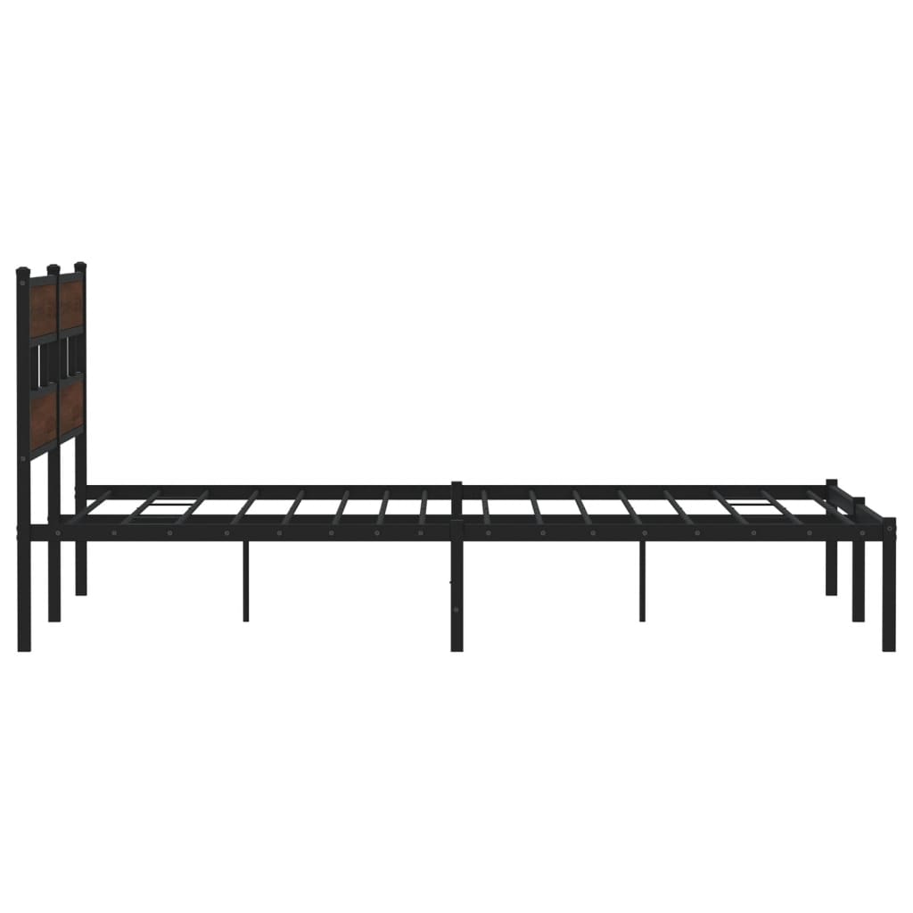 Bedframe met hoofdbord zonder matras bruin eiken 200x200 cm is nu te koop bij PeponiXL, paradijselijk wonen!