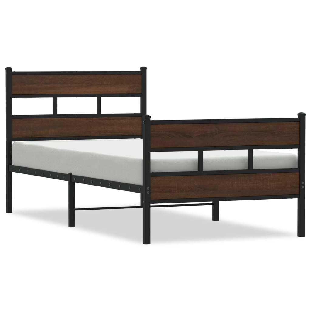 Bedframe met hoofdbord en voetbord zonder matras 100x200 cm is nu te koop bij PeponiXL, paradijselijk wonen!
