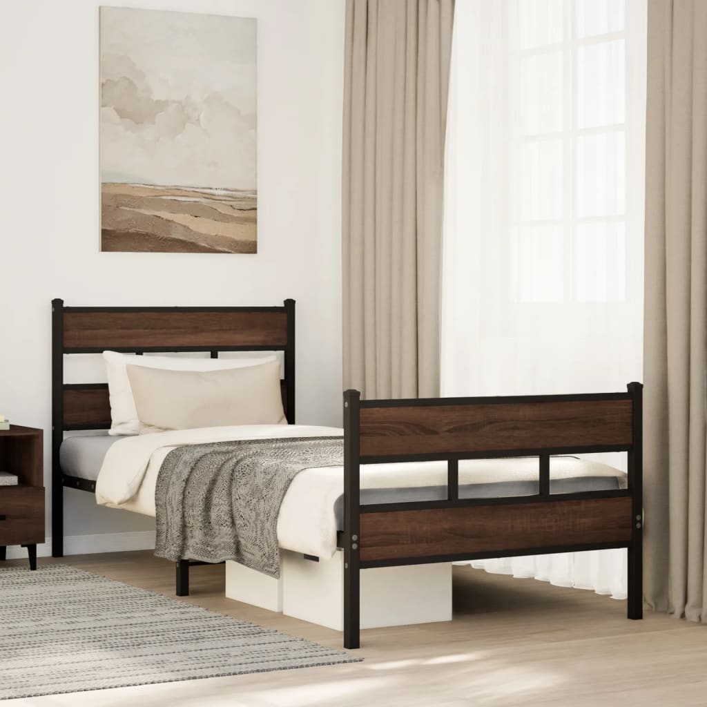 Bedframe met hoofdbord en voetbord zonder matras 100x200 cm is nu te koop bij PeponiXL, paradijselijk wonen!