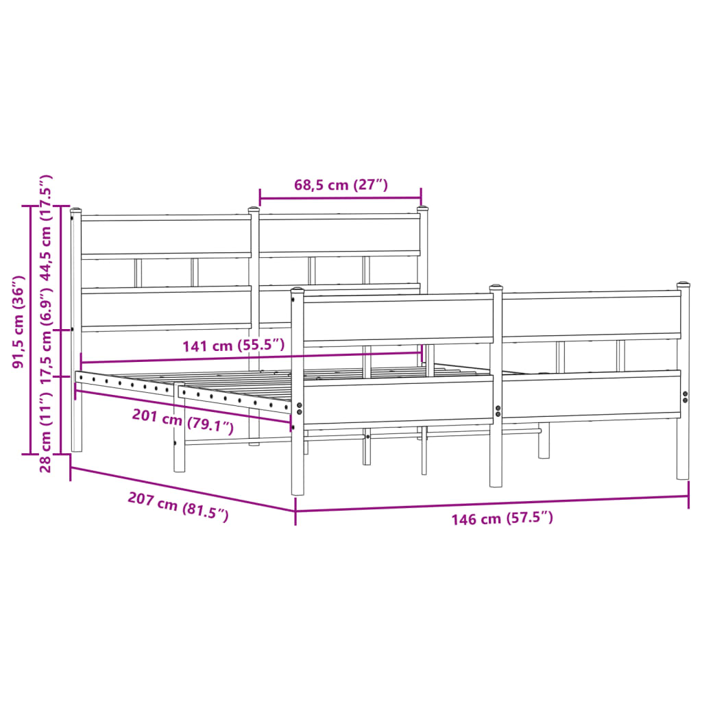 Bedframe met hoofdbord en voetbord zonder matras 140x200 cm is nu te koop bij PeponiXL, paradijselijk wonen!