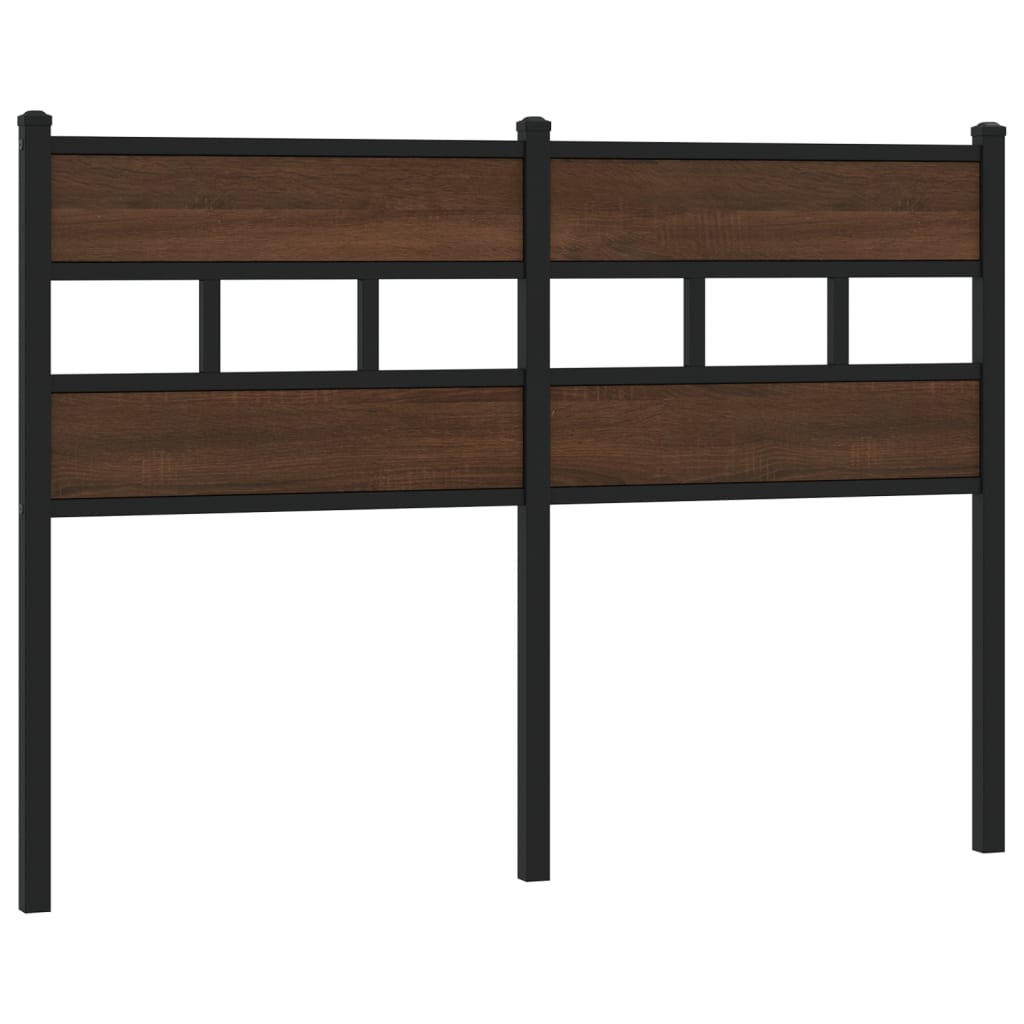 Vervangend hoofdbord 120 cm bewerkt hout en staal bruin eikenkleurig is nu te koop bij PeponiXL, paradijselijk wonen!