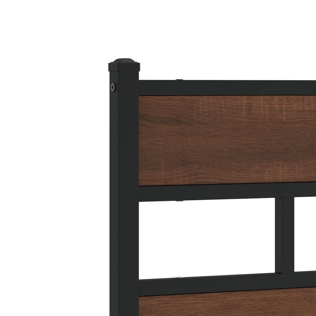 Vervangend hoofdbord 135 cm bewerkt hout en staal bruin eikenkleurig is nu te koop bij PeponiXL, paradijselijk wonen!
