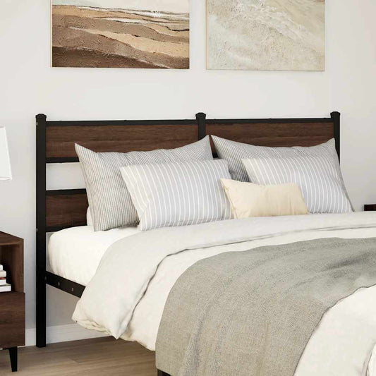 Vervangend hoofdbord 160 cm bewerkt hout en staal bruin eikenkleurig is nu te koop bij PeponiXL, paradijselijk wonen!