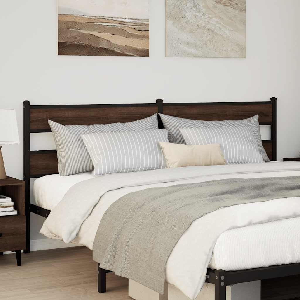 Vervangend hoofdbord 180 cm bewerkt hout en staal bruin eikenkleurig is nu te koop bij PeponiXL, paradijselijk wonen!