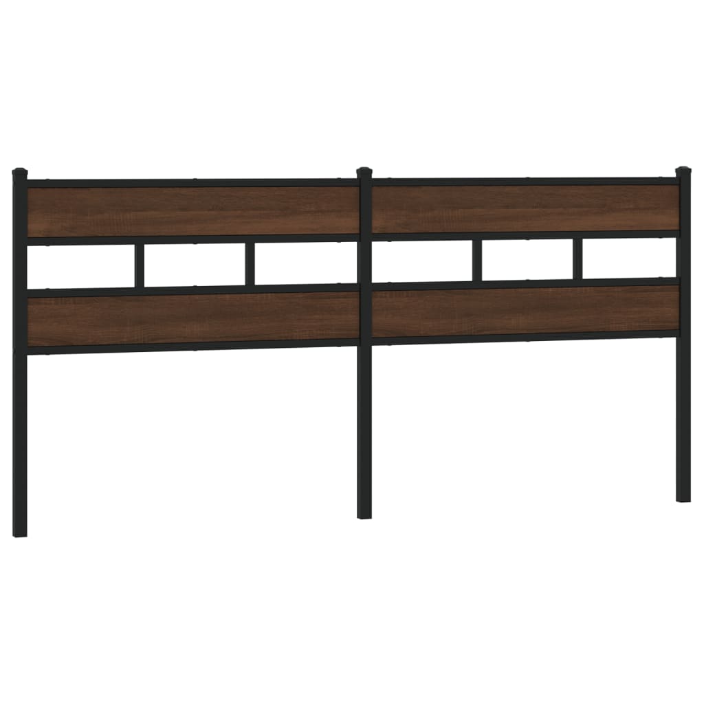 Vervangend hoofdbord 200 cm bewerkt hout en staal bruin eikenkleurig is nu te koop bij PeponiXL, paradijselijk wonen!