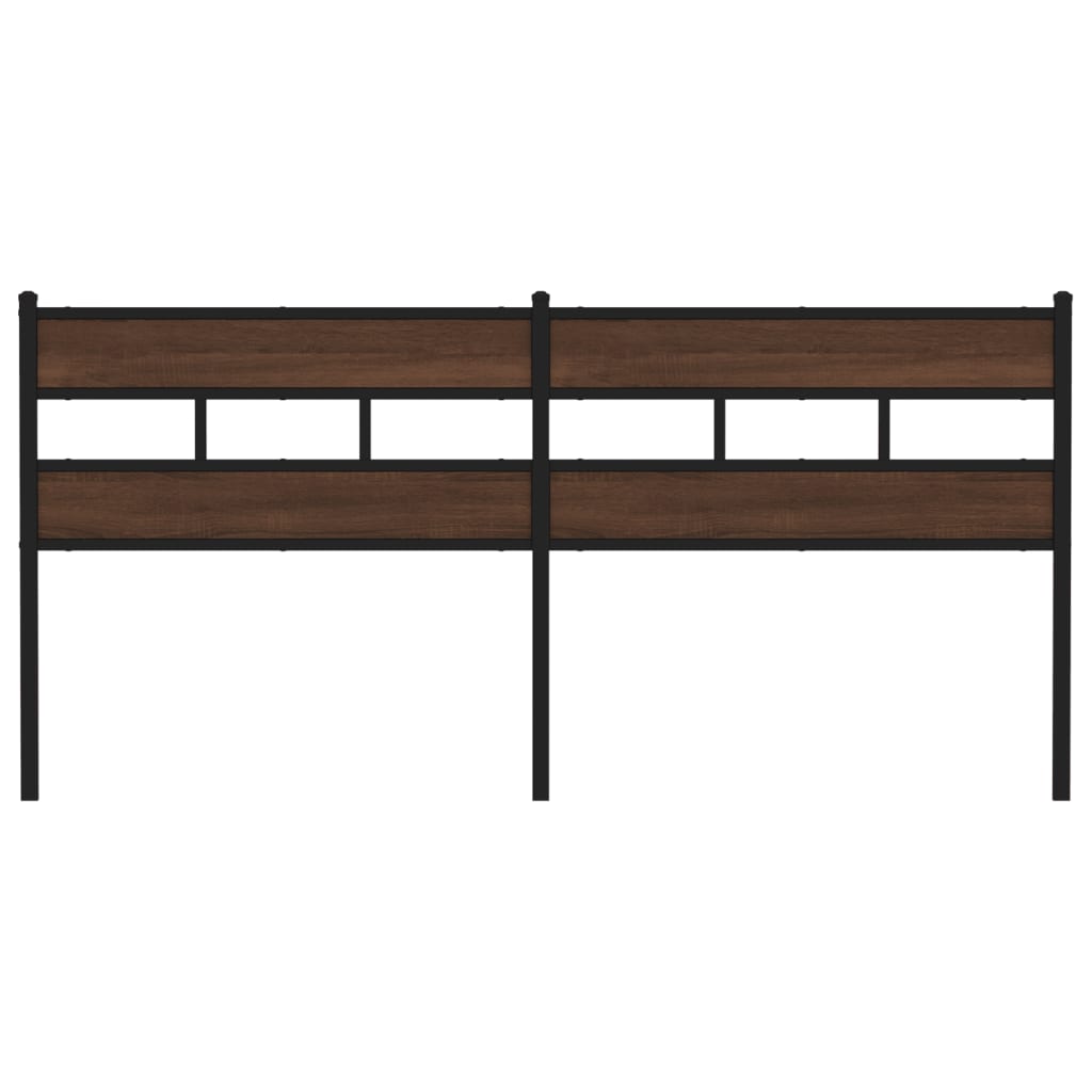 Vervangend hoofdbord 200 cm bewerkt hout en staal bruin eikenkleurig is nu te koop bij PeponiXL, paradijselijk wonen!