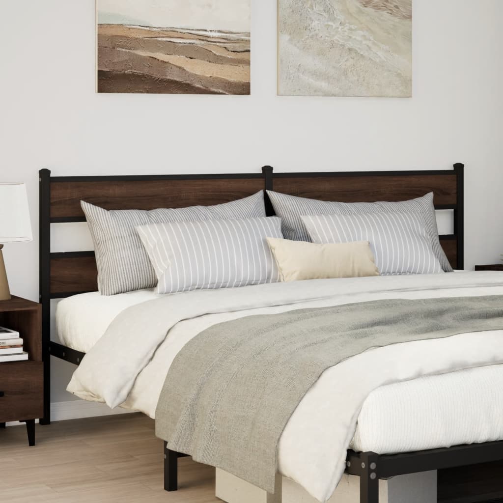 Vervangend hoofdbord 200 cm bewerkt hout en staal bruin eikenkleurig is nu te koop bij PeponiXL, paradijselijk wonen!