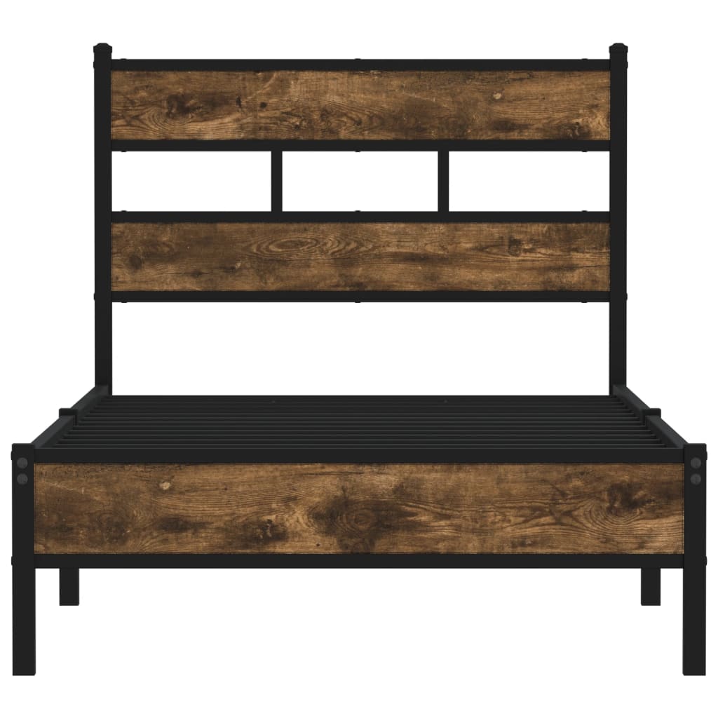 Bedframe met hoofdbord zonder matras sonoma eiken 90x190 cm is nu te koop bij PeponiXL, paradijselijk wonen!