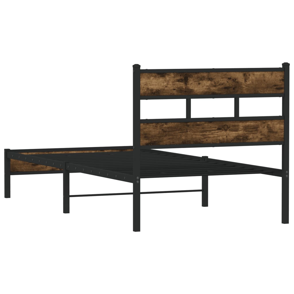 Bedframe met hoofdbord zonder matras sonoma eiken 90x190 cm is nu te koop bij PeponiXL, paradijselijk wonen!