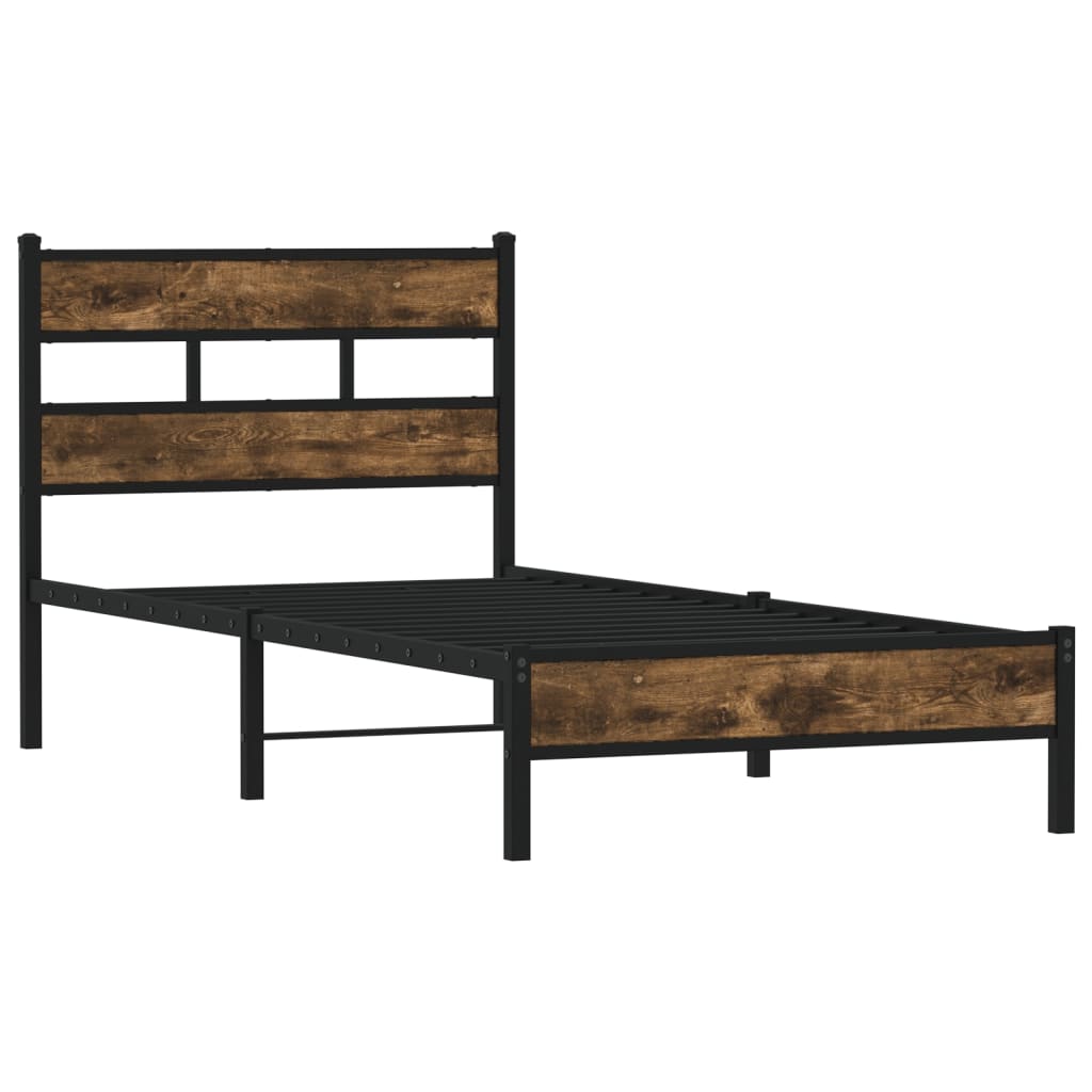 Bedframe met hoofdbord zonder matras sonoma eiken 90x200 cm is nu te koop bij PeponiXL, paradijselijk wonen!